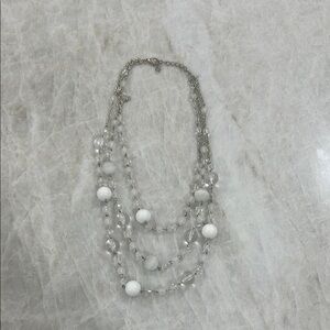 Elegant Silver and White Beaded Necklace